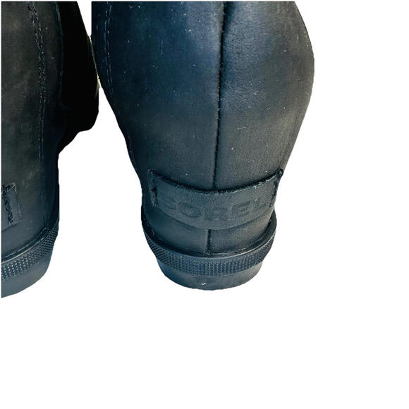 SOREL Boots 9 JOAN OF ARCTIC II CHELSEA Hidden Wedge Lug Black Ankle Waterproof - Picture 3 of 8